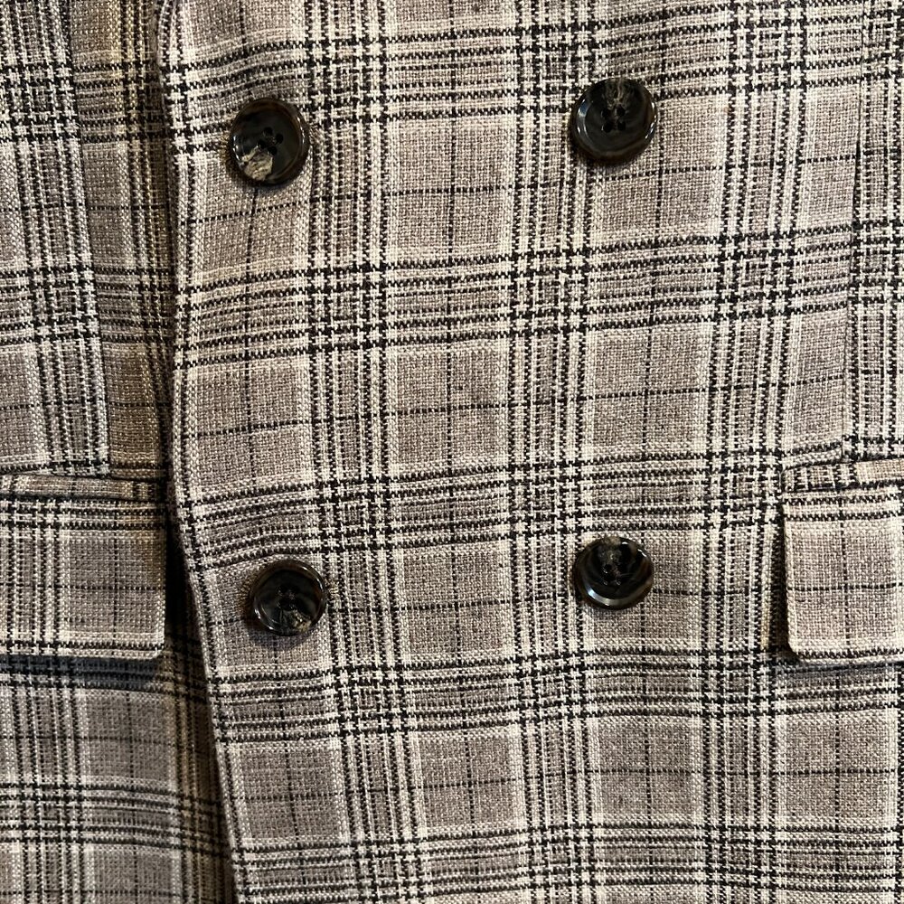 NWT Topman Double Breasted Taupe Plaid Suit, Men's 40R - Picture 3 of 16